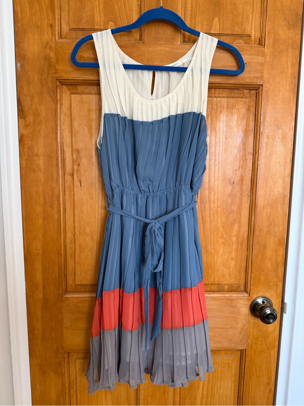 Blu Pepper Colorblock Dress in Ivory and Deep Blue